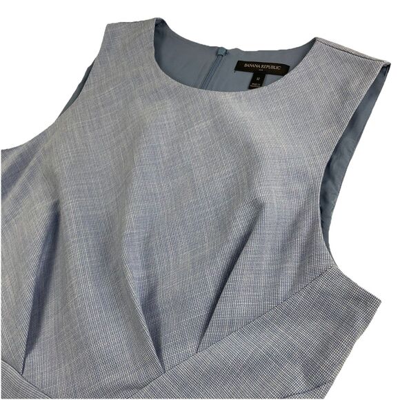 Banana Republic Chambray Sheath Dress Sleeveless Round Neck Light Blue-12 - Picture 3 of 16